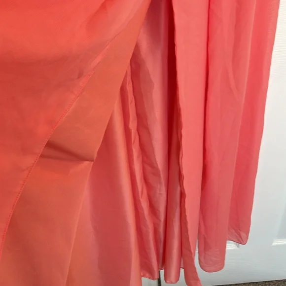 HY ONE SHOULDER CORSET STYLE FORMAL WEDDING GUEST PROM GOWN DRESS CORAL SIZE 12 - Picture 8 of 14